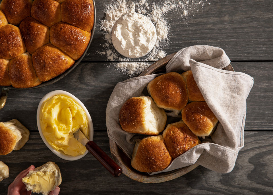 bread rolls and butter