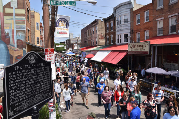 people on street at Italian Market Festival