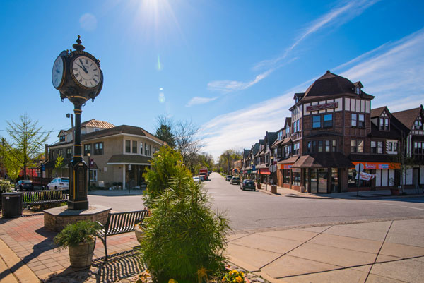 panoramic view of Swarthmore downtown