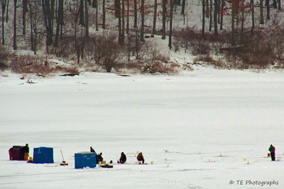 ice fishing at Tionesta Lake