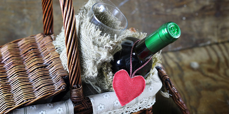 wine bottle in basket