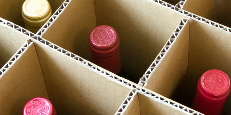 wine bottles inside carton case