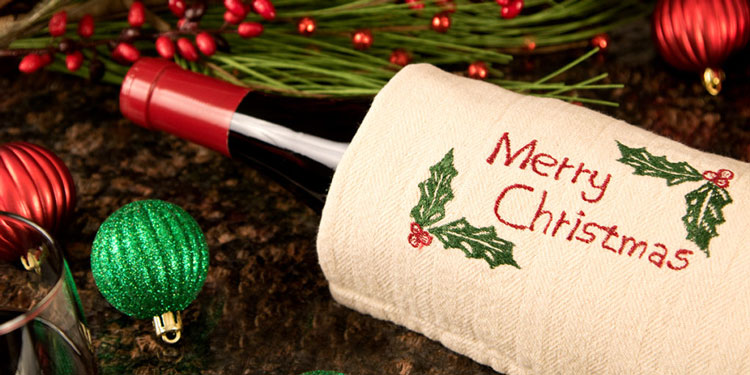 wine bottle wrapped with towel