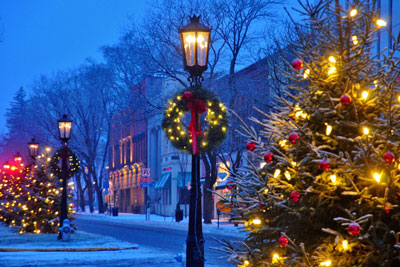 downtown decorated for christmas