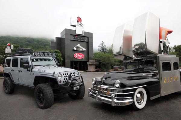 cars outside Zippo Car Museum