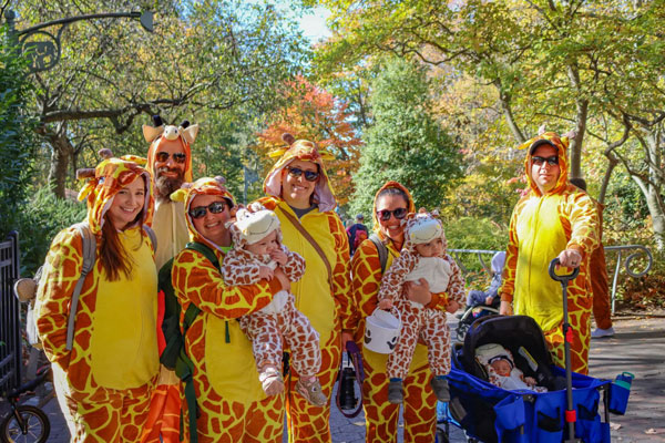 family dressed in giraffe costume