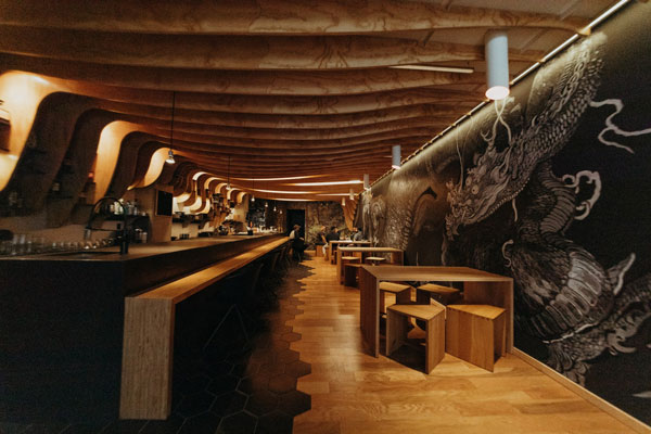 Interior of a sushi bar
