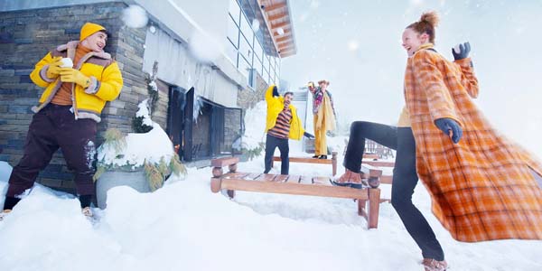 people throwing snow balls