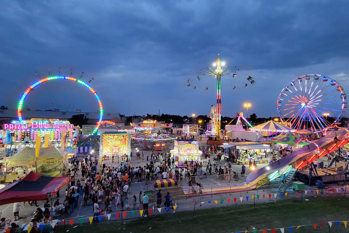 york state fair in the evening under lights