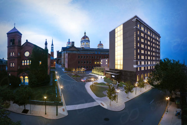 A panaromic view of buildings in downtown York