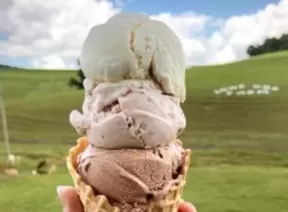 icecream cone with three layer scoops