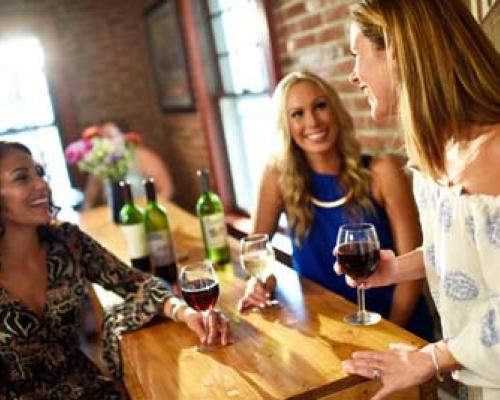 ladies drinking wine