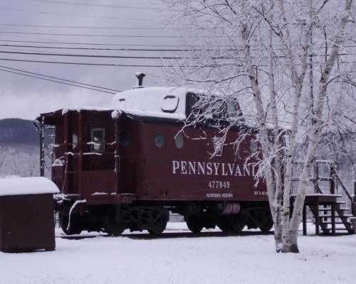 caboose in snow