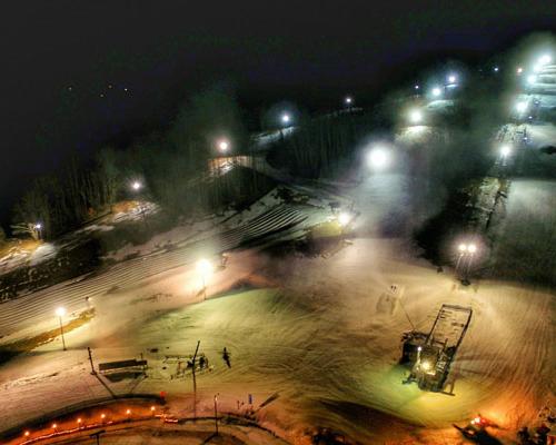 skiing under lights