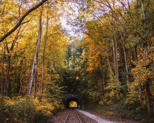 fall foliage heritage rail trail tunnel
