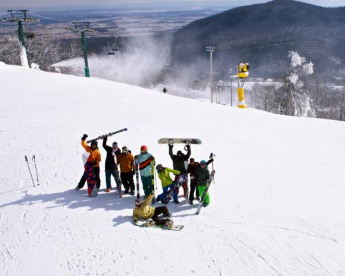 group of ski goers posing for a photo