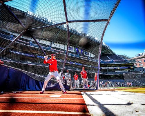 batter striking at base