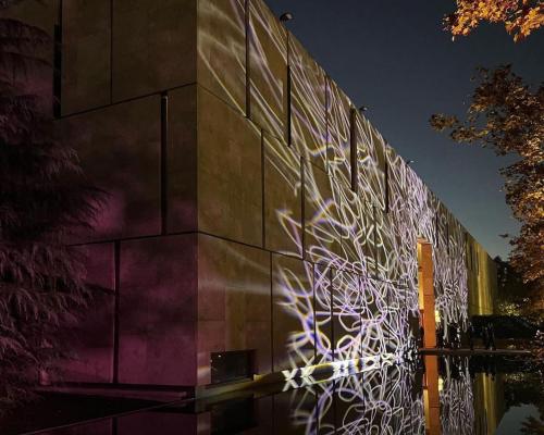 Museum Building outside with light on