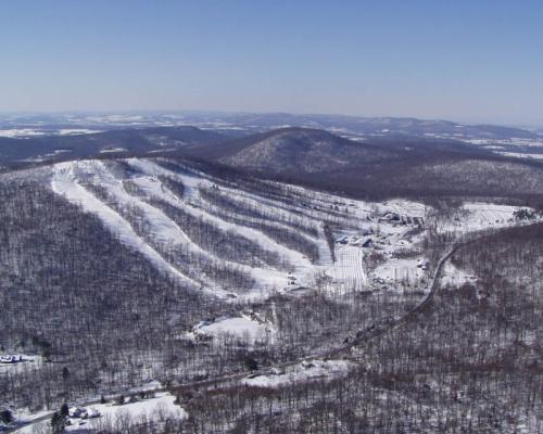 Skiing area aerial view