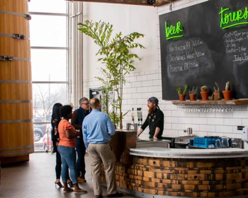 Patrons near beer counter