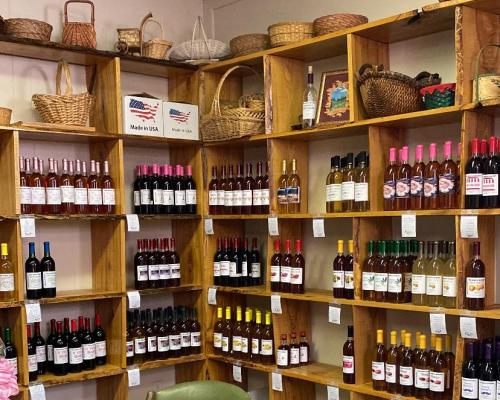 wine bottles in shelves