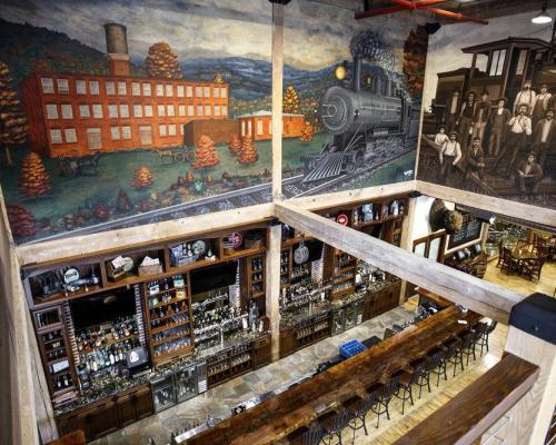 Interior of a rustic bar