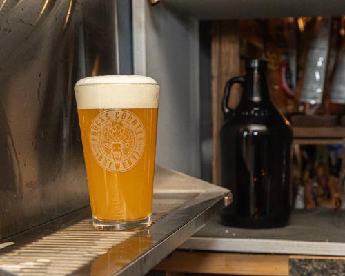 beer poured in glass
