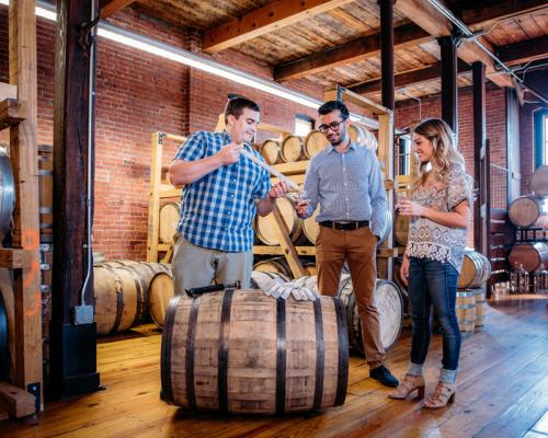 patron experiencing tasting tour at New Liberty Distillery 