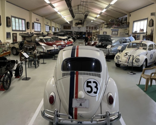 Interior of a car museum