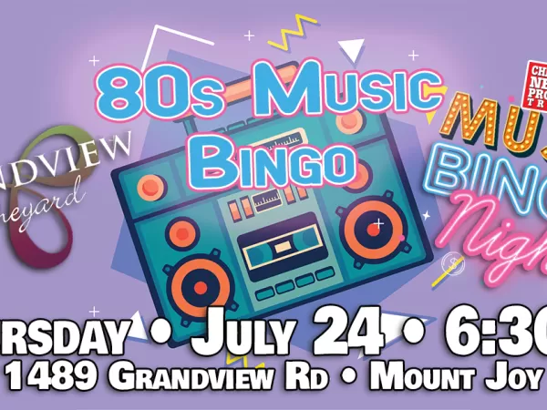 80s Music Bingo at Grandview Vineyard