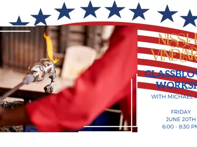 Glassblowing Workshop: Red, White & Blue Wine Sampler/Bud Vase