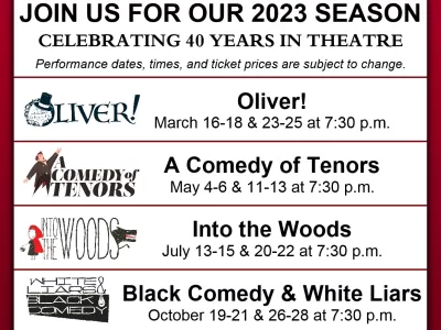 Clearfield Arts Studio Theatre's 2023 Season--Our 40th Anniversary!