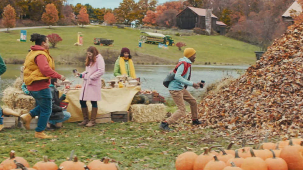 Friends celebrating outside in the Fall
