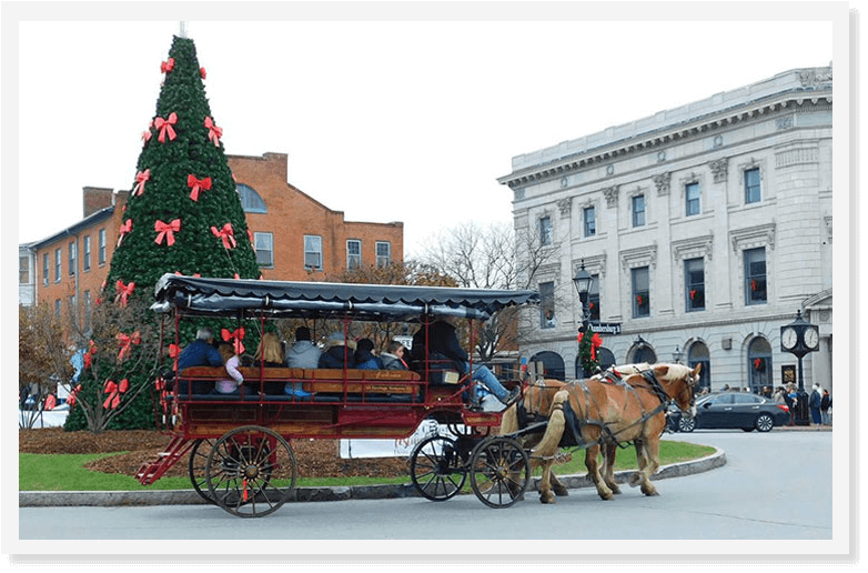 Horse carriage wagon ride thru downtown gettysburg