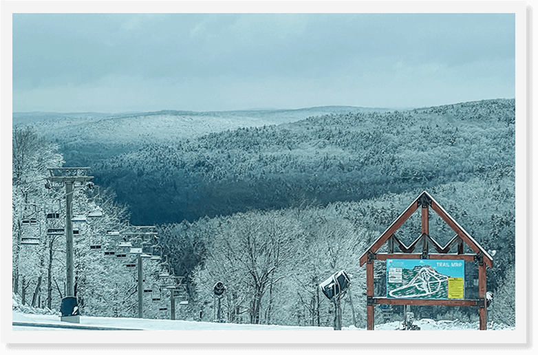 Skiing slopes and Mountains covered with snow